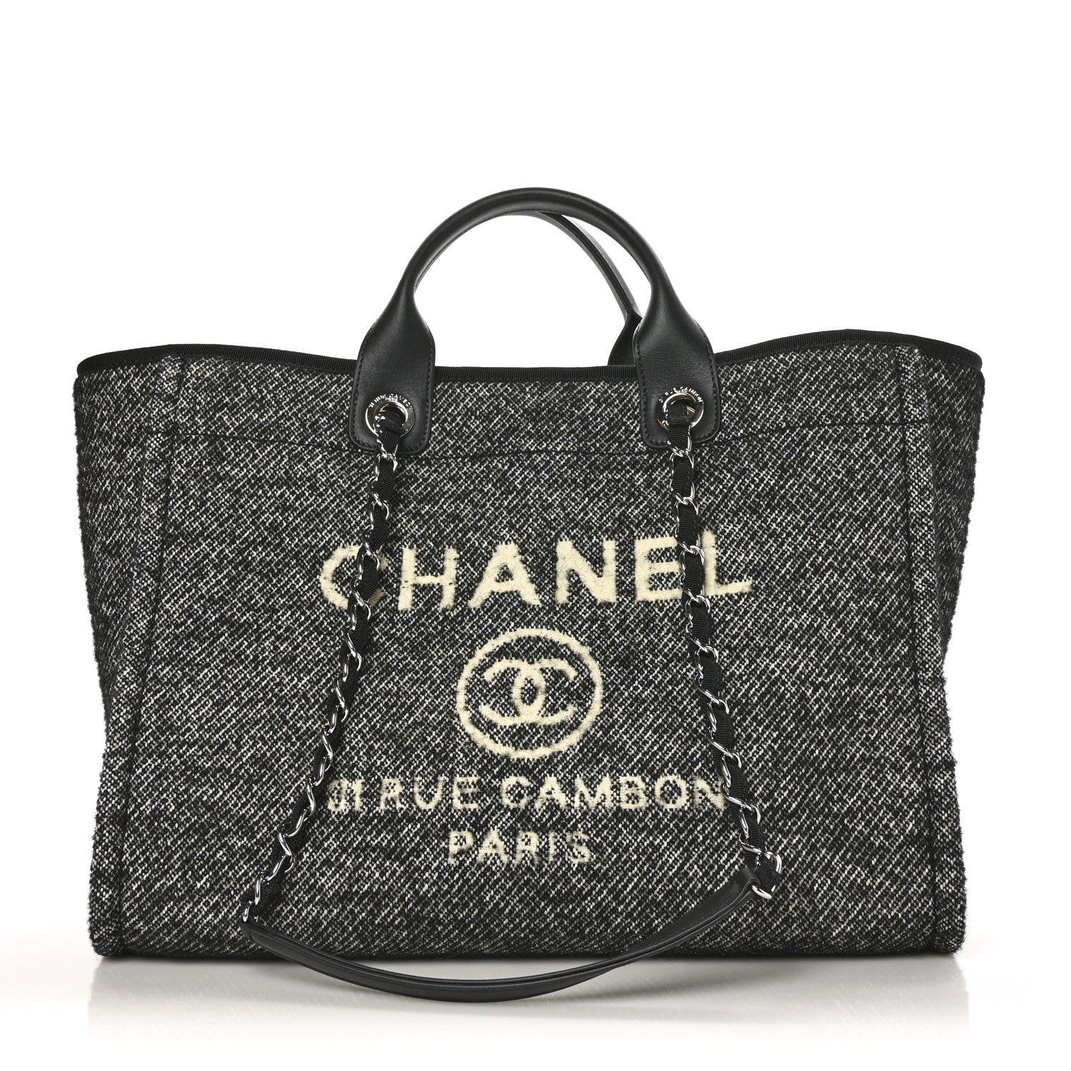 Chanel Mixed Fibers Calfskin Medium Deauville Tote Black 1 of 10