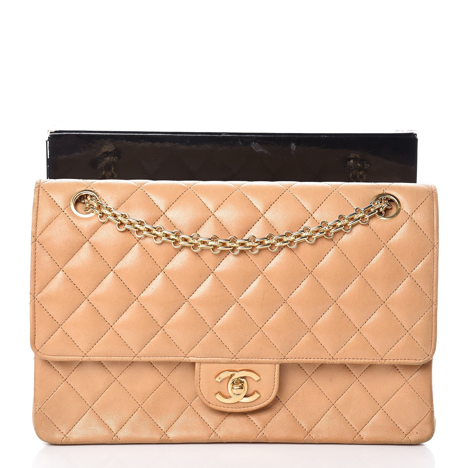 Chanel Lambskin Quilted Medium Bijoux Chain Double Flap Beige 28 of 28
