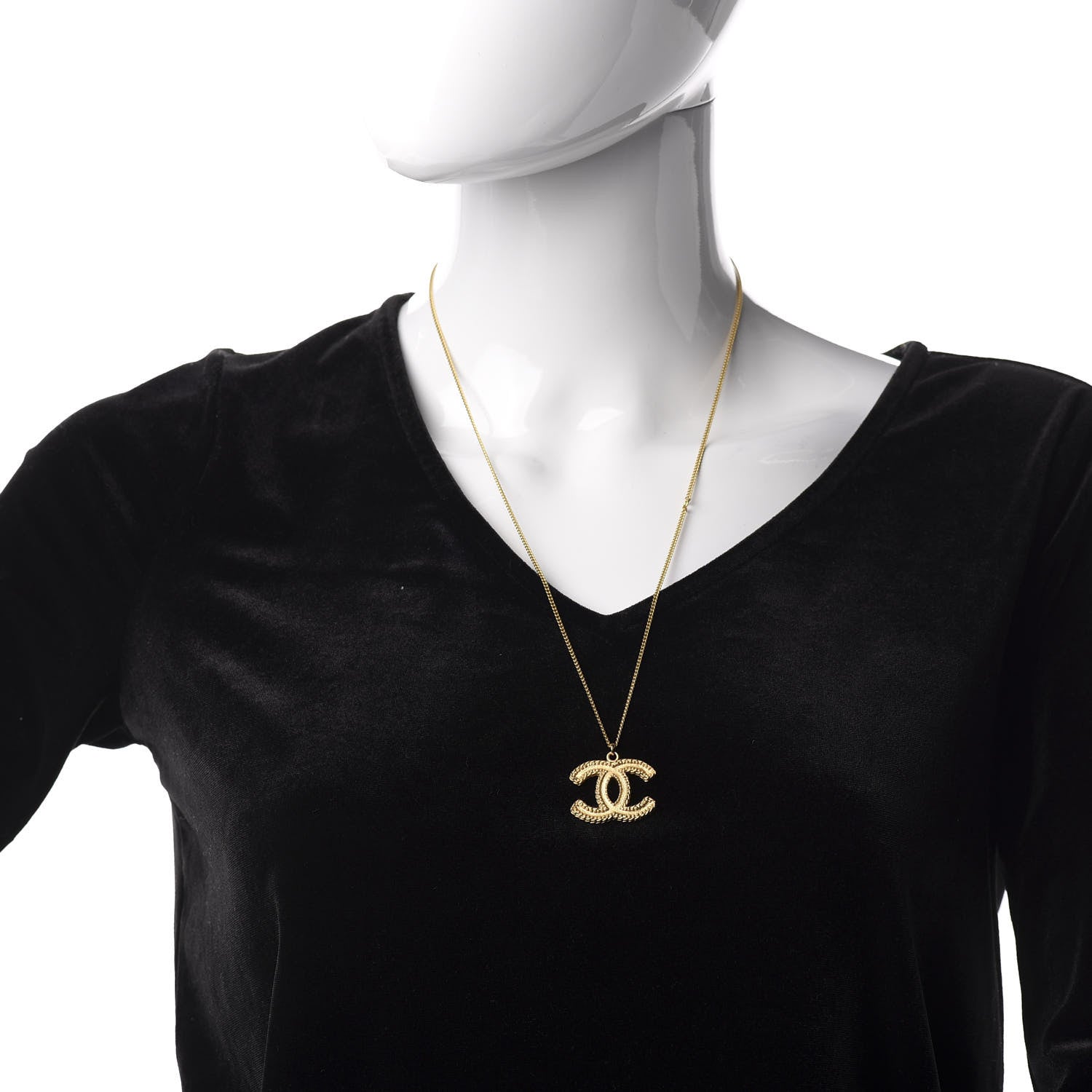 Chanel CC Necklace Matte Gold 2 of 5