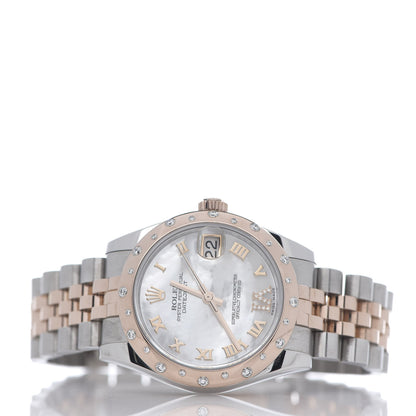 Rolex Stainless Steel 18K Everose Gold Diamond Mother of Pearl 31mm Oyster Perpetual Datejust Watch Roman 178341 3 of 7