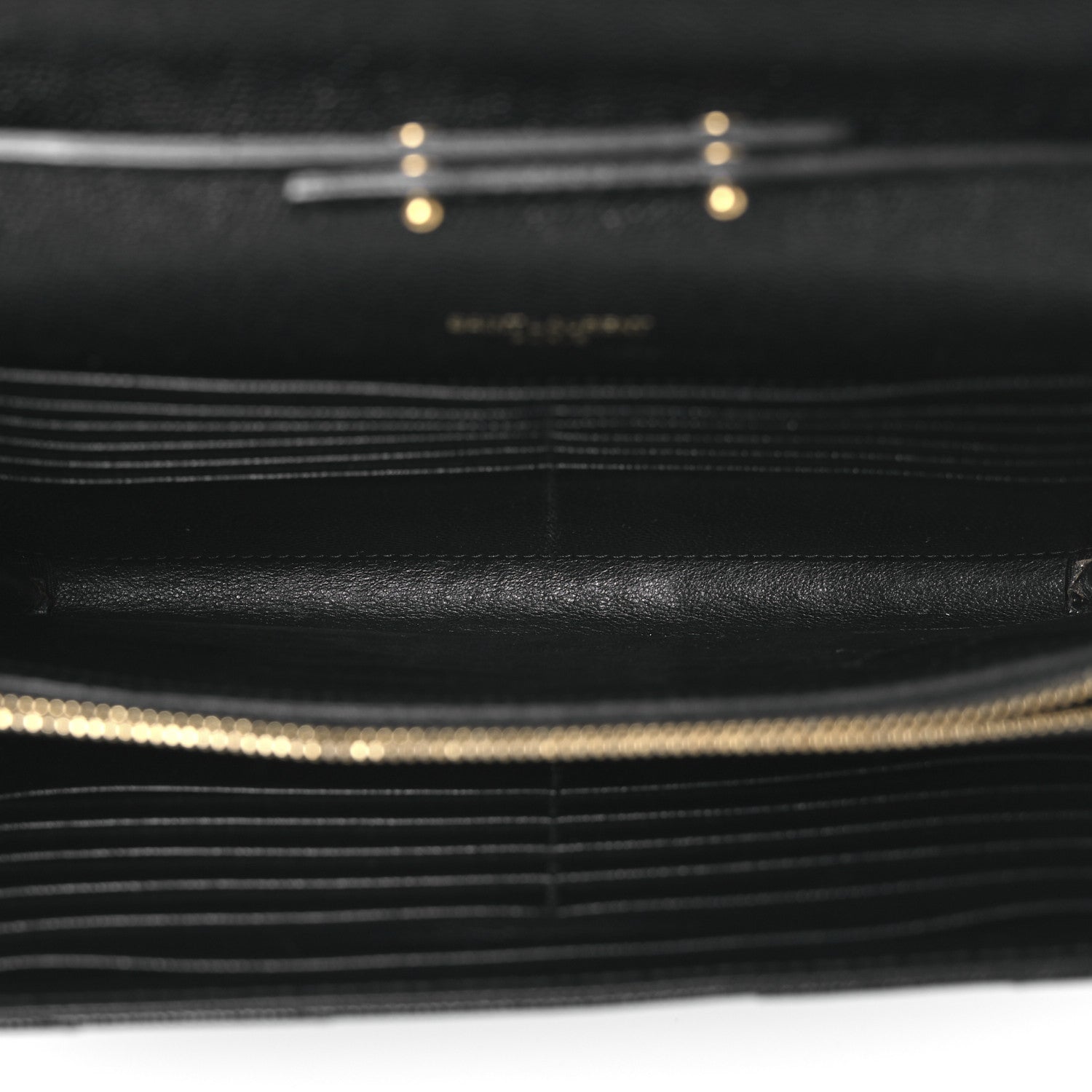 Saint Laurent Grain De Poudre Matelasse Chevron Monogram Chain Wallet Black 4 of 9