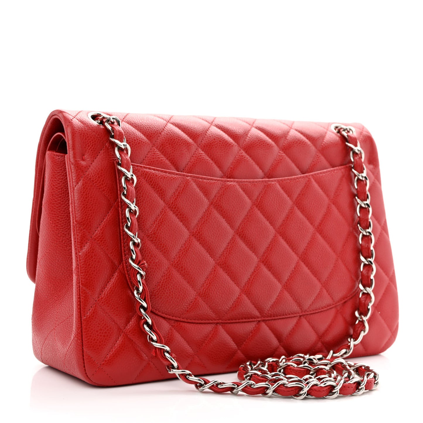 Caviar Quilted Jumbo Double Flap Red