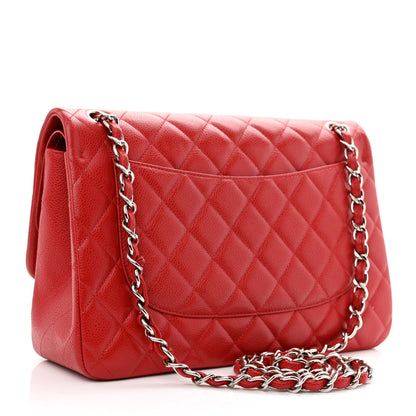 Chanel Caviar Quilted Jumbo Double Flap Red 3 of 10