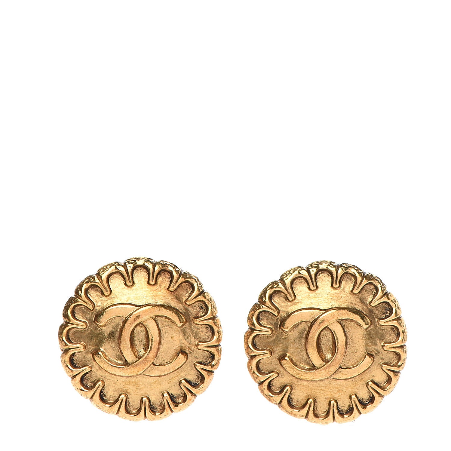 Chanel CC Button Clip On Earrings Gold 1 of 4