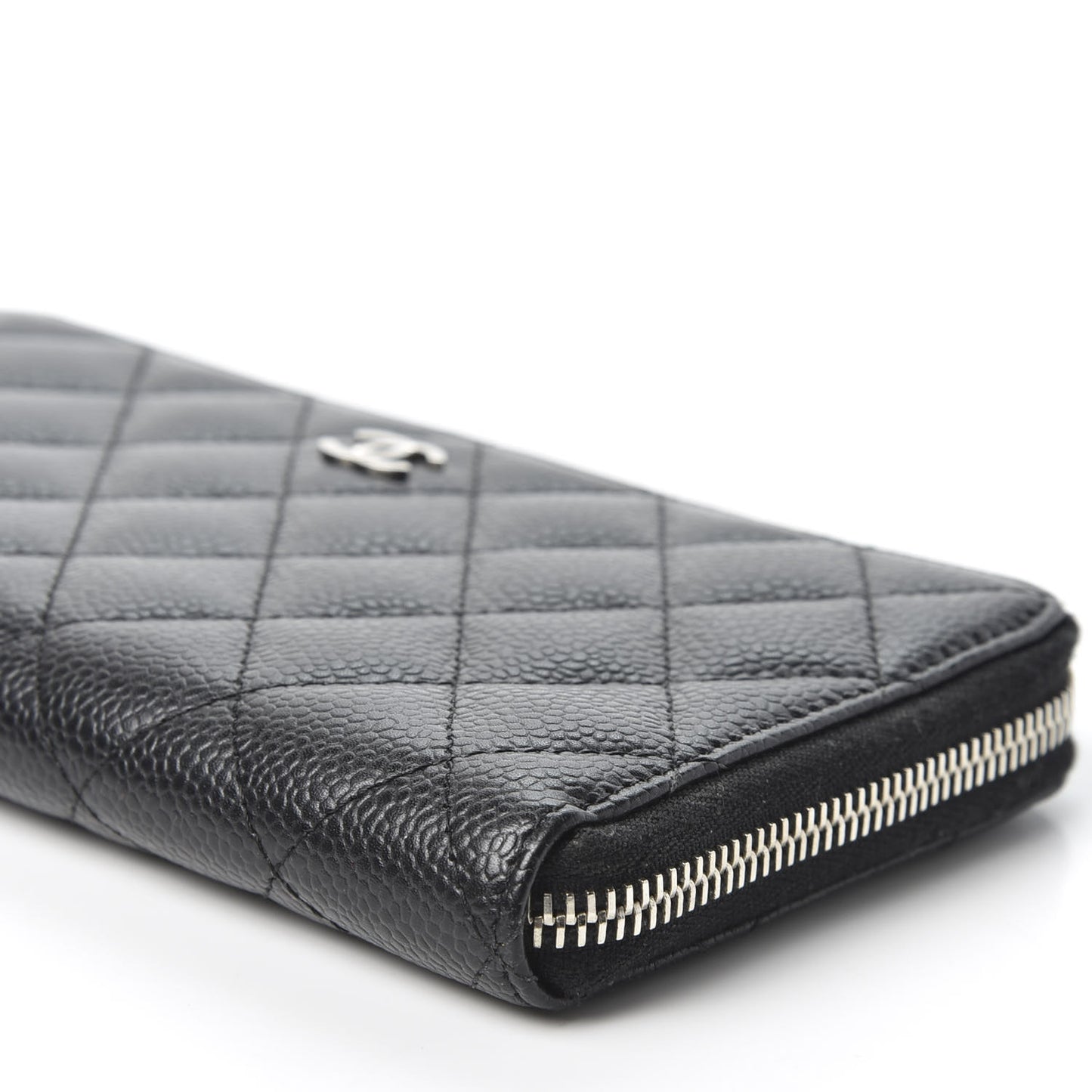 Caviar Quilted Large Gusset Zip Around Wallet Black