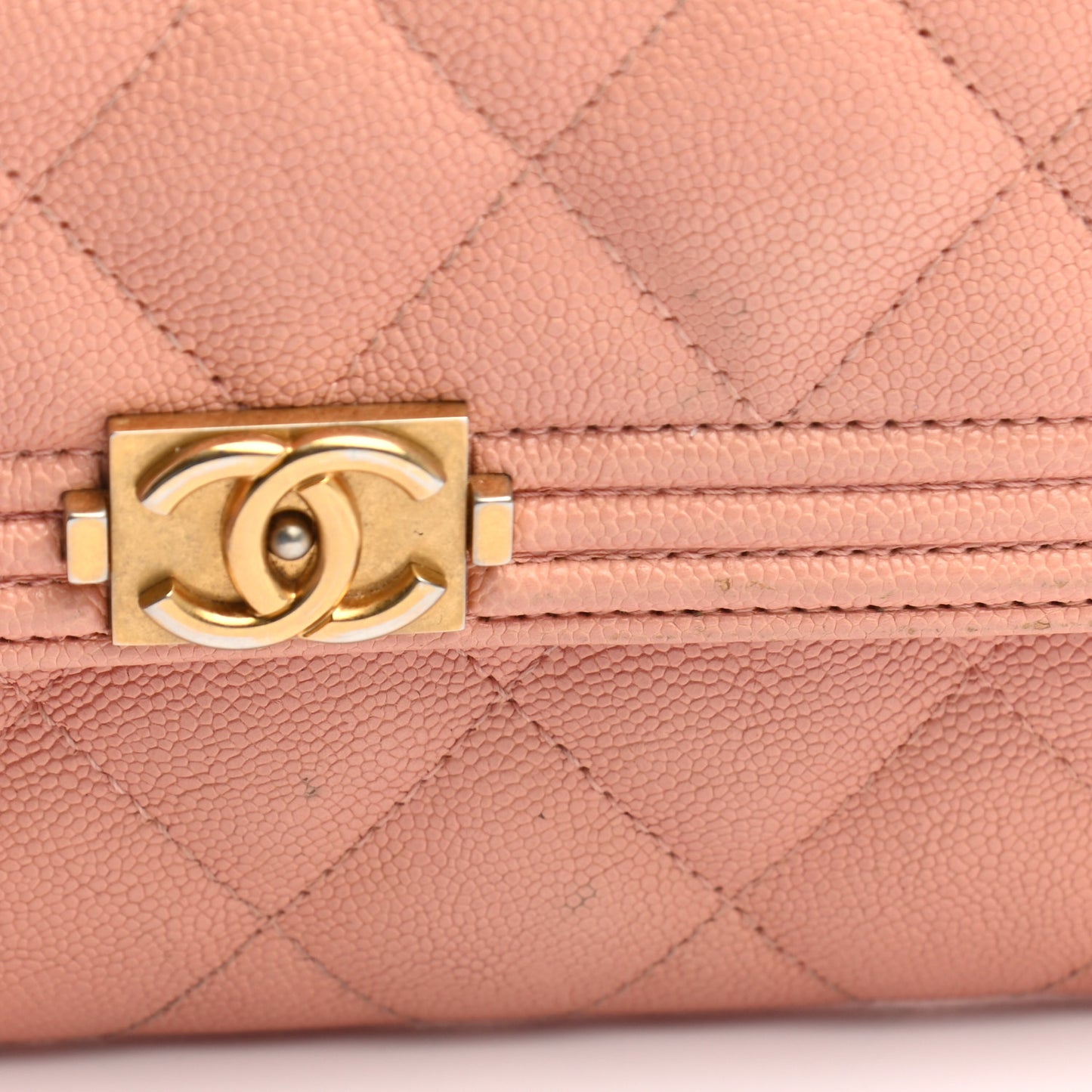 Caviar Quilted Large Boy Gusset Flap Wallet Rose Claire