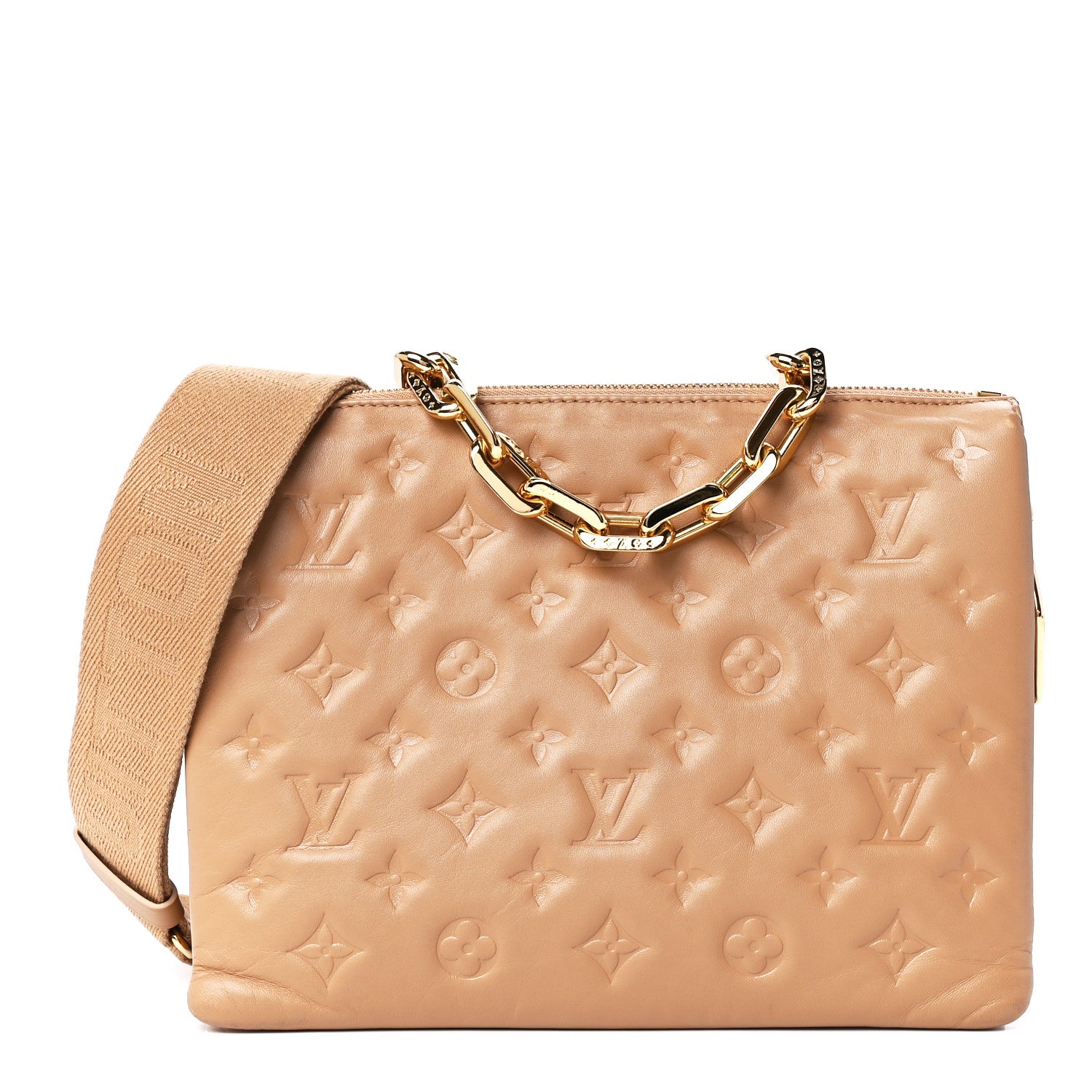 Louis Vuitton Lambskin Embossed Monogram Coussin PM Camel 1 of 11