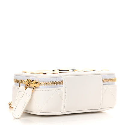 Chanel Lambskin Quilted Mini Golden Plate Clutch With Chain White 3 of 8