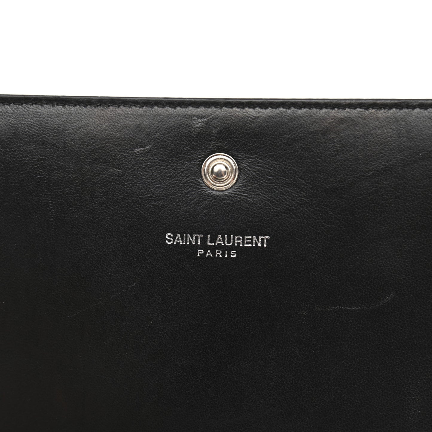 Calfskin Crocodile Embossed Monogram Chain Wallet Black
