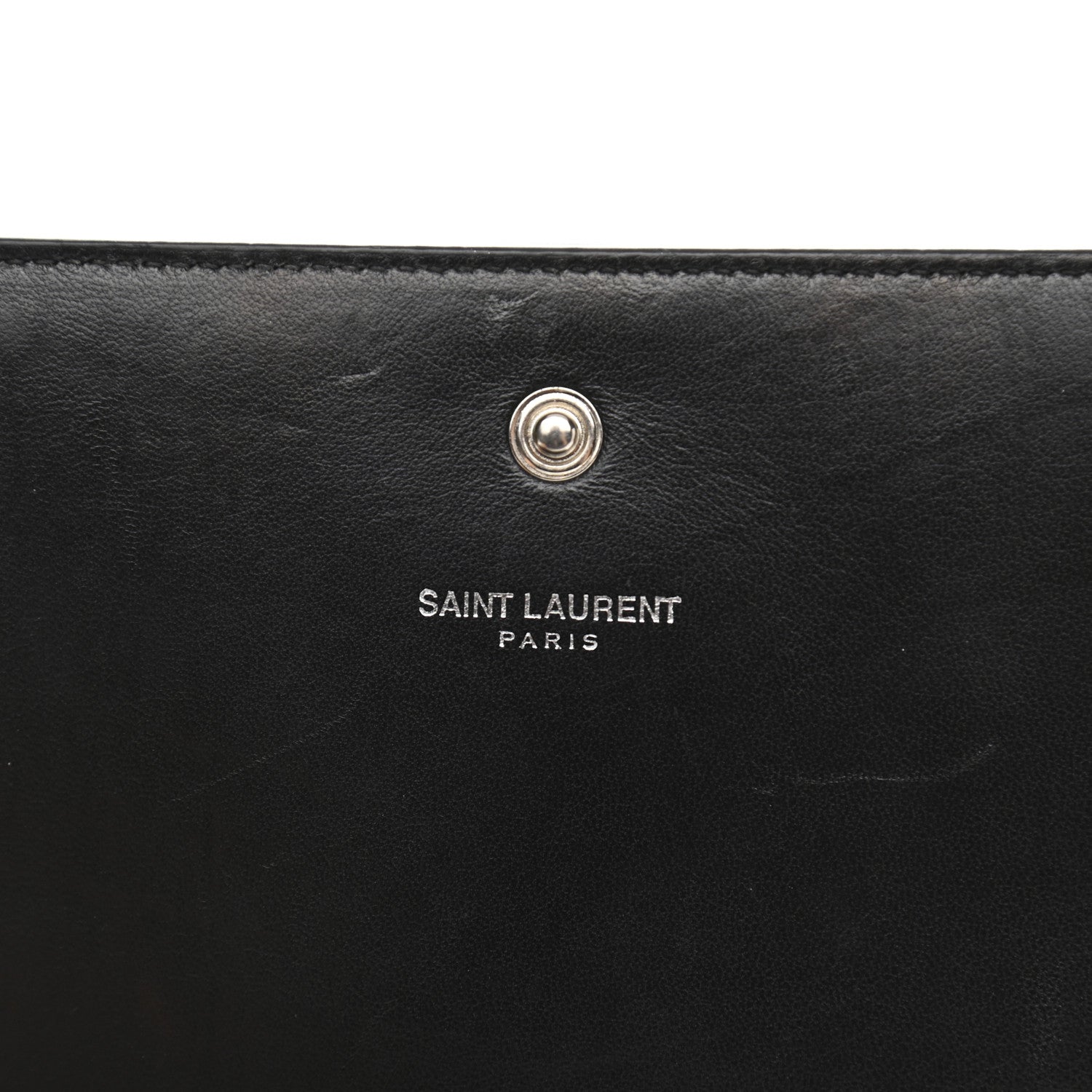 Saint Laurent Calfskin Crocodile Embossed Monogram Chain Wallet Black 5 of 9