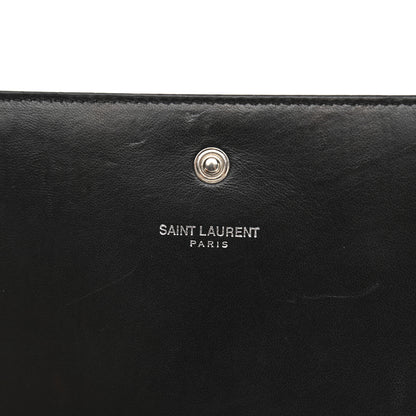 Saint Laurent Calfskin Crocodile Embossed Monogram Chain Wallet Black 5 of 9