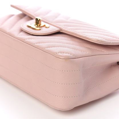 Chanel Calfskin Chevron Quilted Mini Rectangular Flap Light Pink 9 of 11
