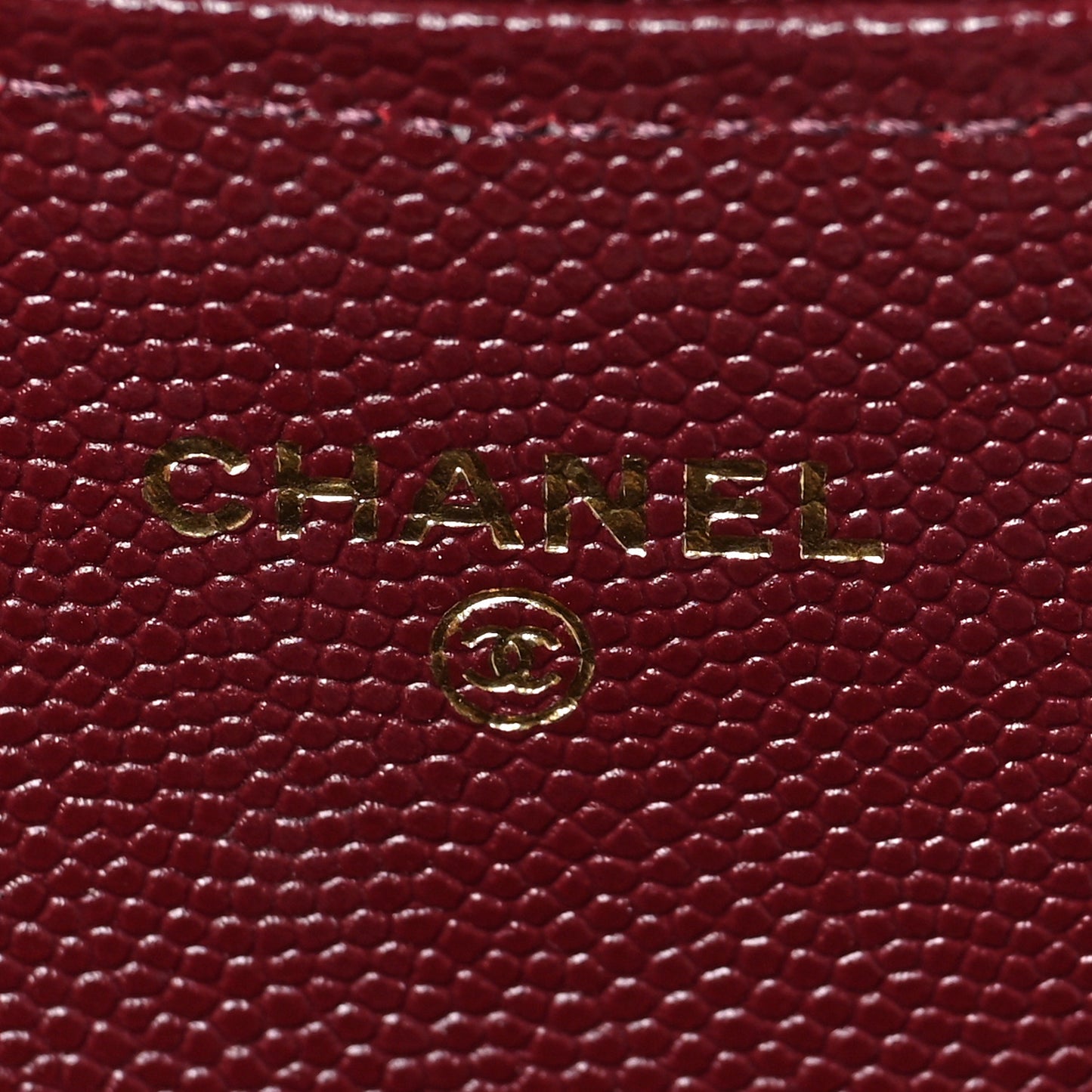 Caviar Quilted Flap Card Holder Wallet Burgundy