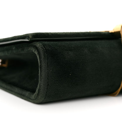 Saint Laurent Velvet Small Classic Monogram Kate Tassel Satchel Dark Green 9 of 10