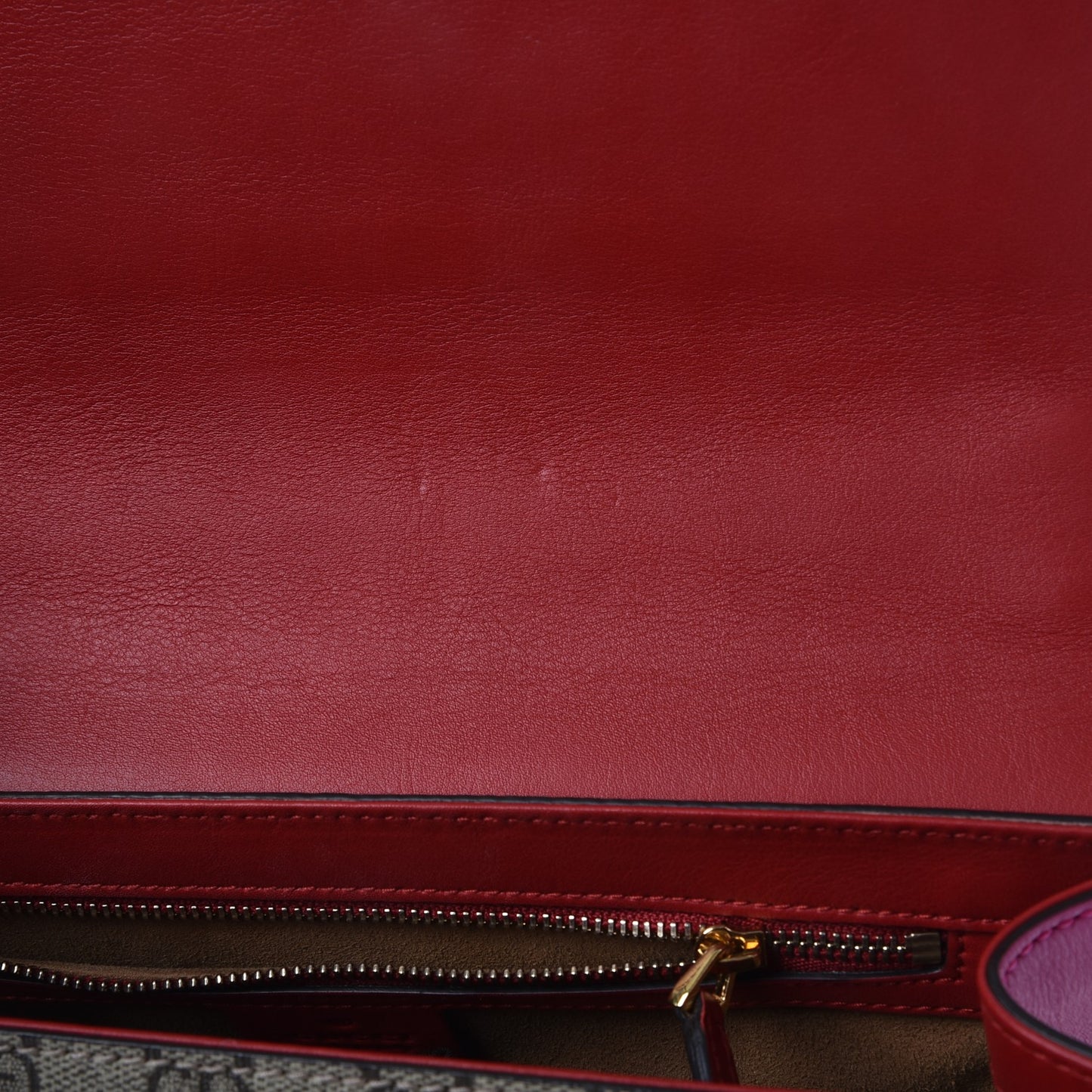 GG Supreme Monogram Calfskin Medium Padlock Shoulder Bag Beige Hibiscus Red New Rosette