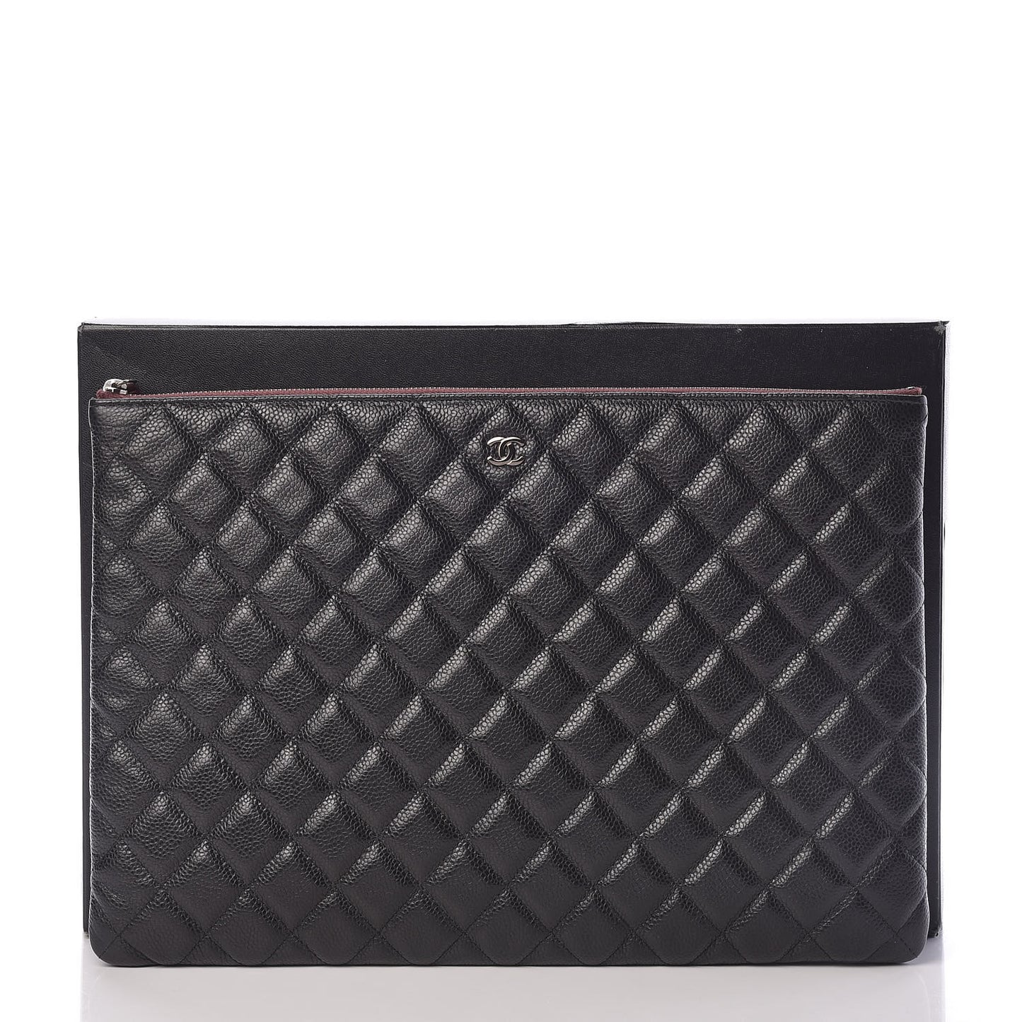Caviar Quilted Large Cosmetic Case Black