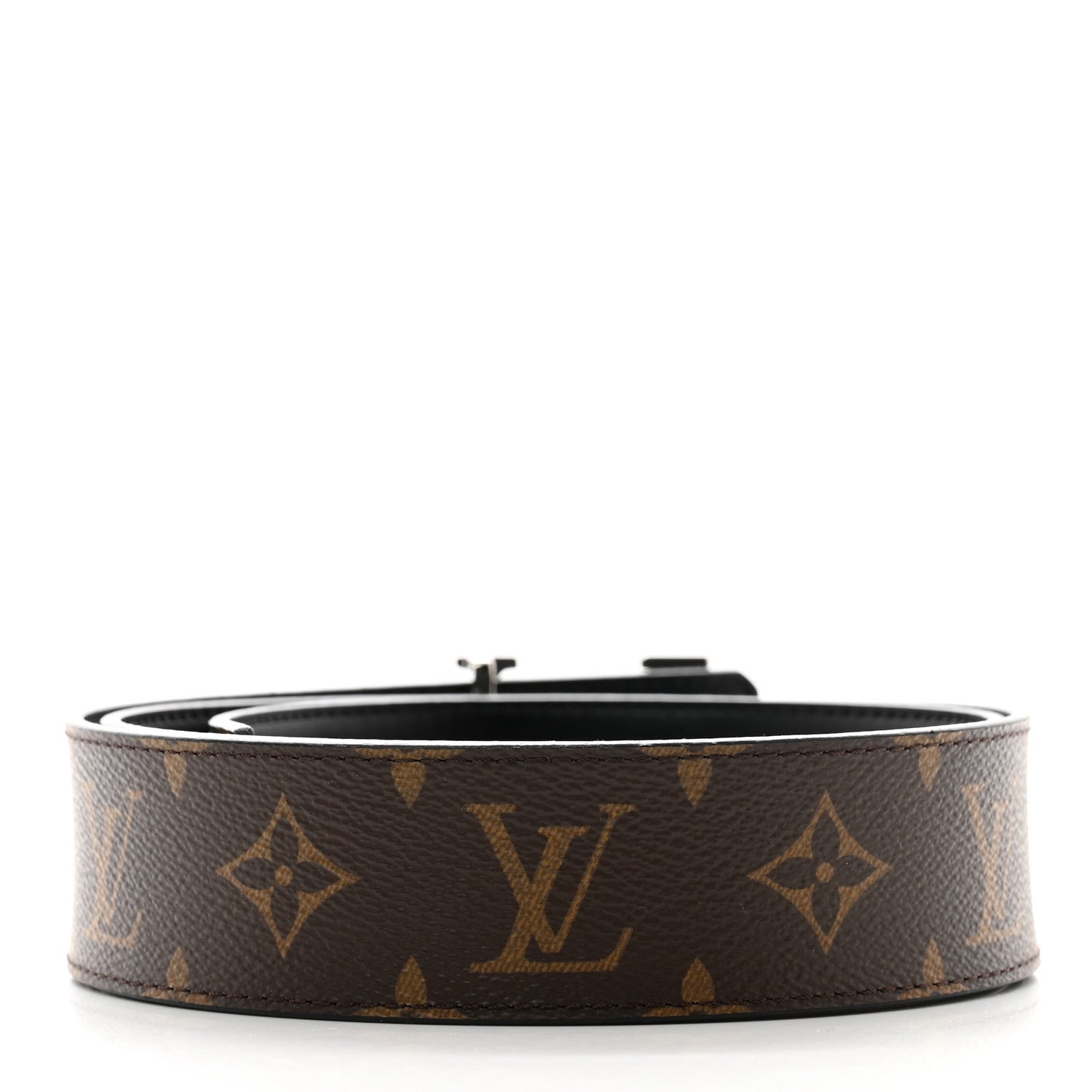 Louis Vuitton Calfskin Monogram 40mm LV Initiales Reversible Belt 90 36 Black 2 of 5