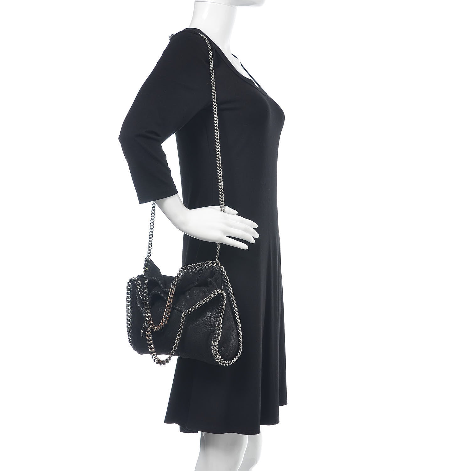 Stella McCartney Shaggy Deer Mini Falabella Fold Over Tote Black 2 of 10