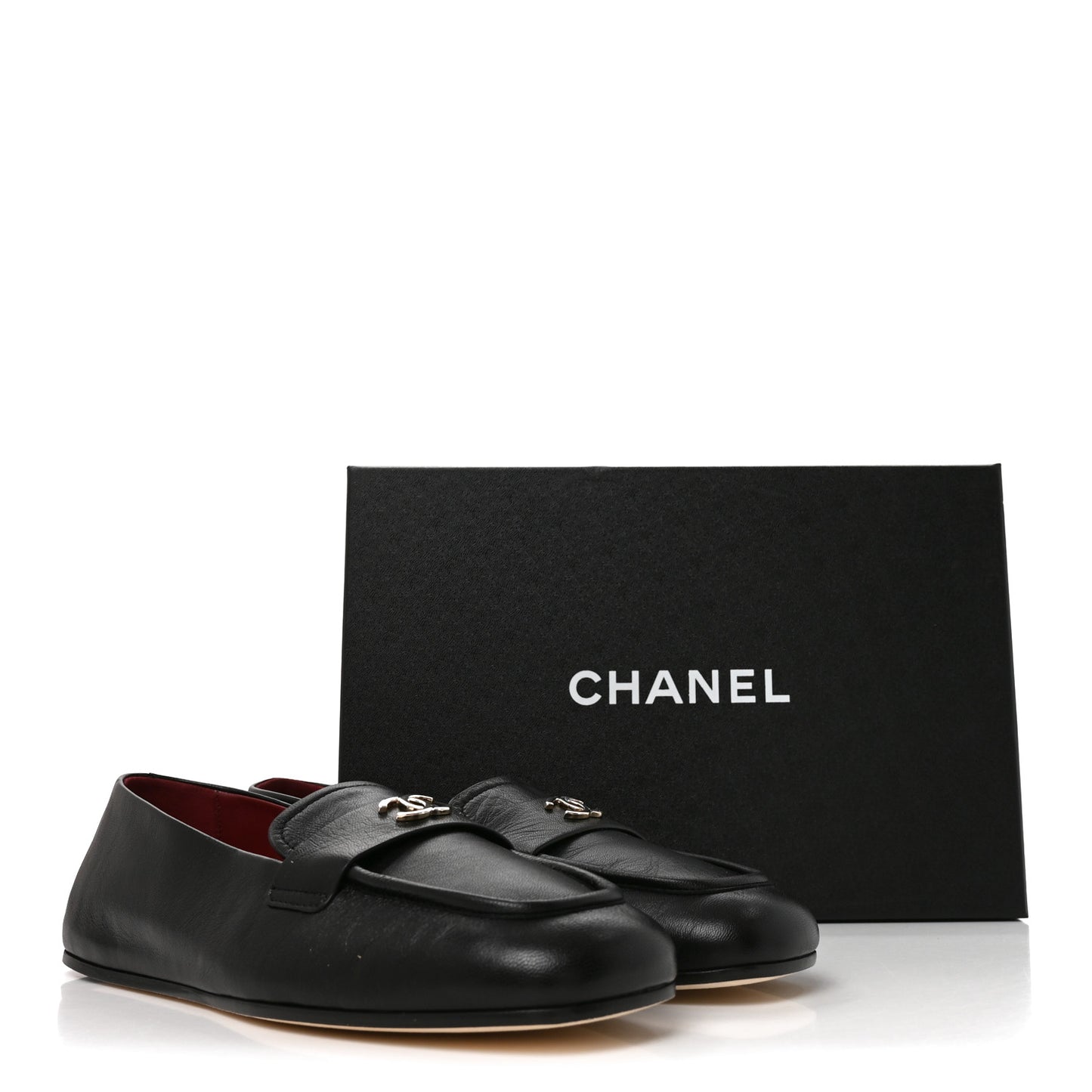 Goatskin CC Mocassin Loafers 38.5 Black