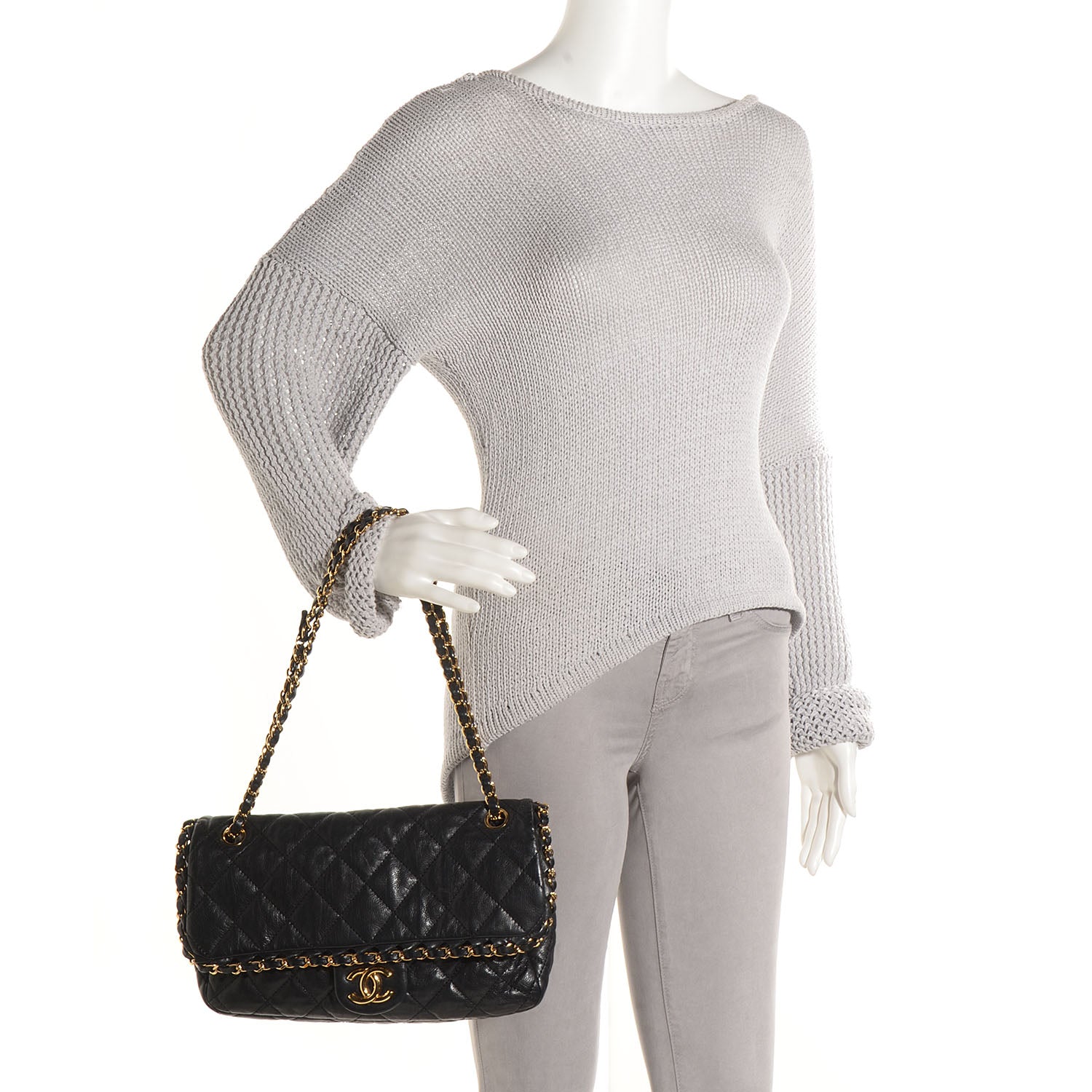 Chanel Calfskin Quilted Medium Chain Me Flap Black 2 of 9
