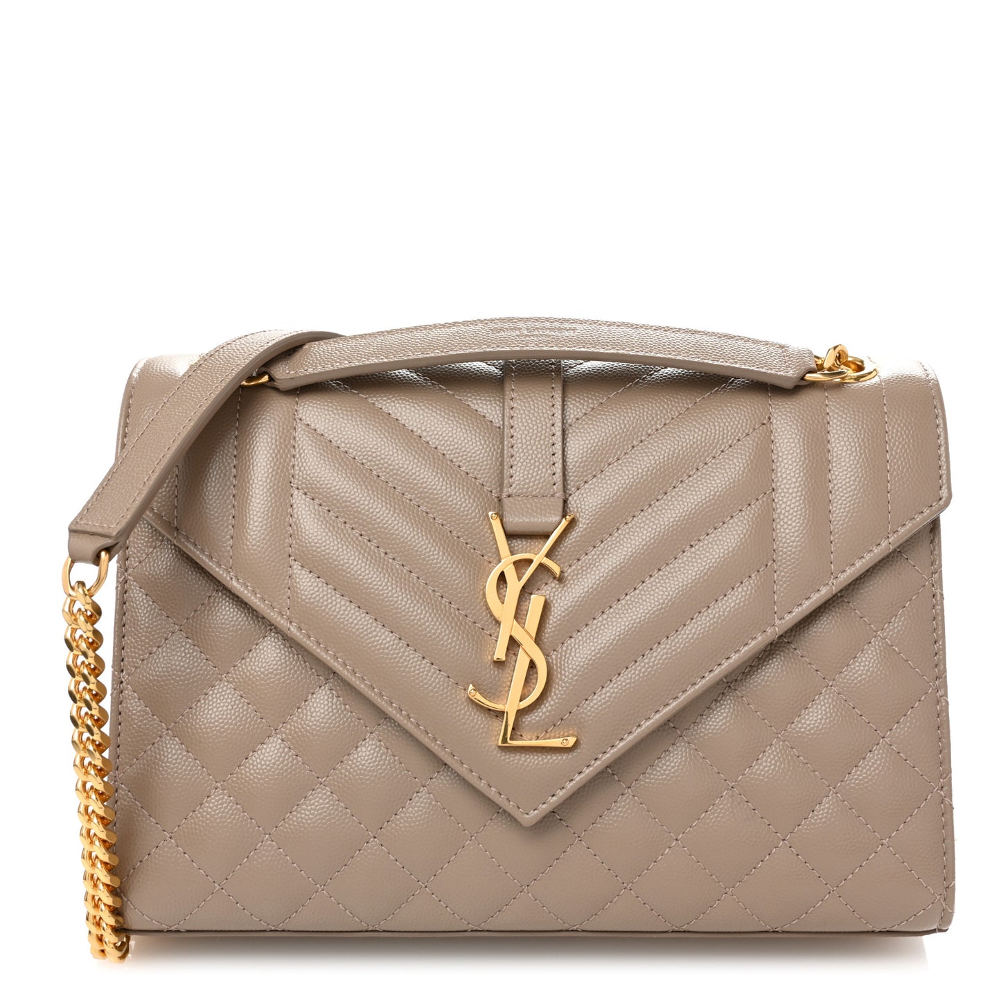 Grain De Poudre Textured Mixed Matelasse Triquilt Medium Monogram Satchel Dusty Grey