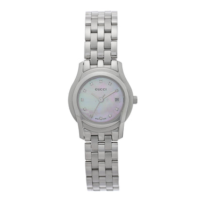 Gucci Stainless Steel Diamond Pink Mother of Pearl 27mm 5500L Quartz Watch 1 of 5
