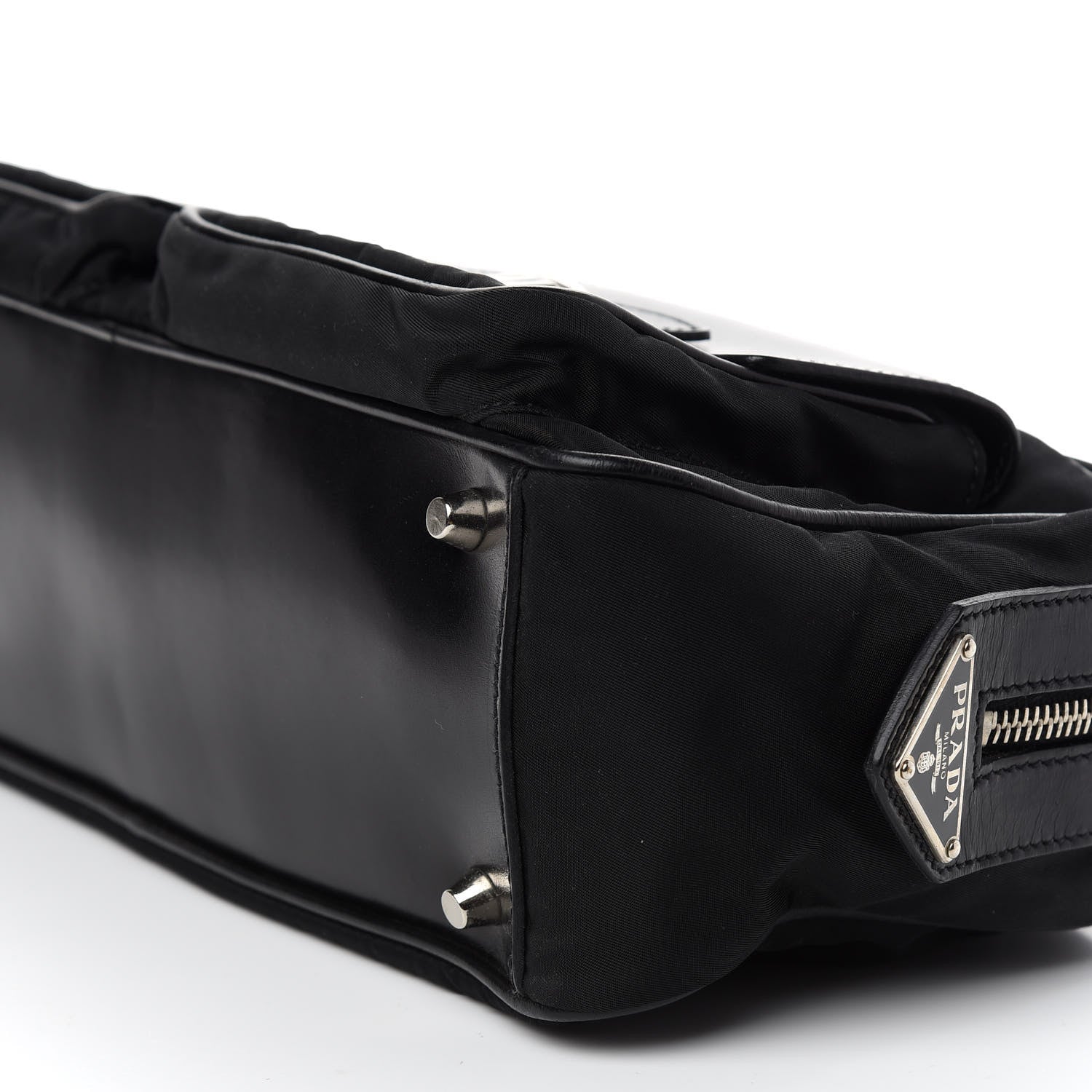 Prada Tessuto Nylon City Calf Satchel Black 6 of 10