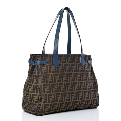 Fendi Zucca Vitello Artic Tote Tobacco Petrolio 3 of 9