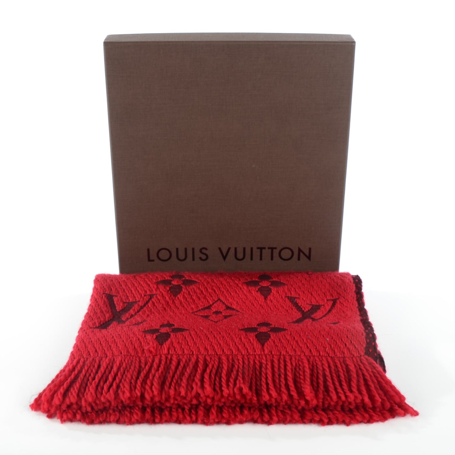 Wool Silk Logomania Scarf Rubis