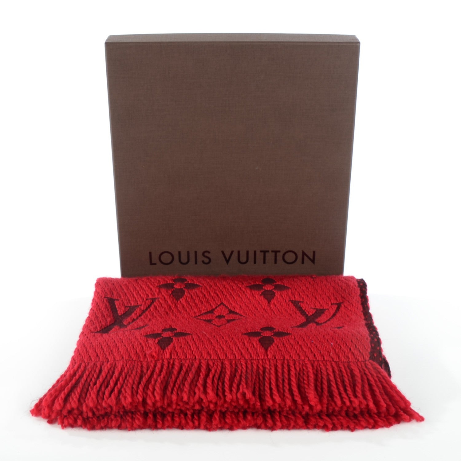 Louis Vuitton Wool Silk Logomania Scarf Rubis 4 of 5