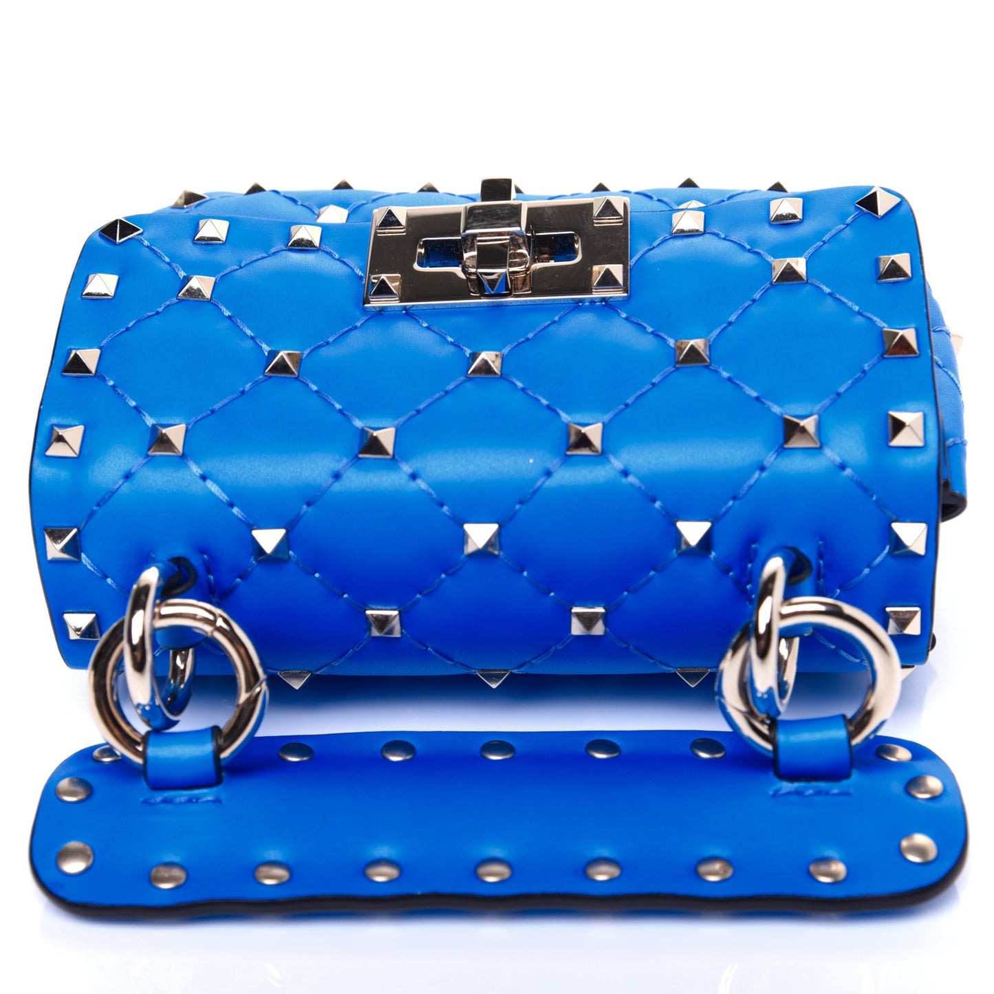 Calfskin Micro Rockstud Spike Shoulder Bag Blue Fluo