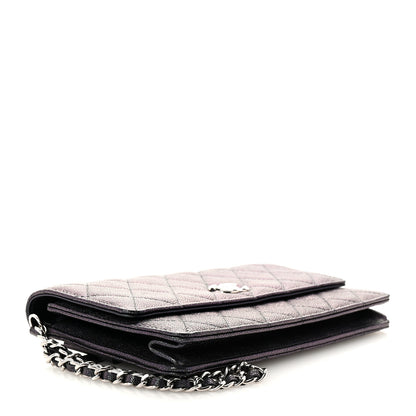 Chanel Iridescent Caviar Quilted Classic Pouch Clutch Black 4 of 8