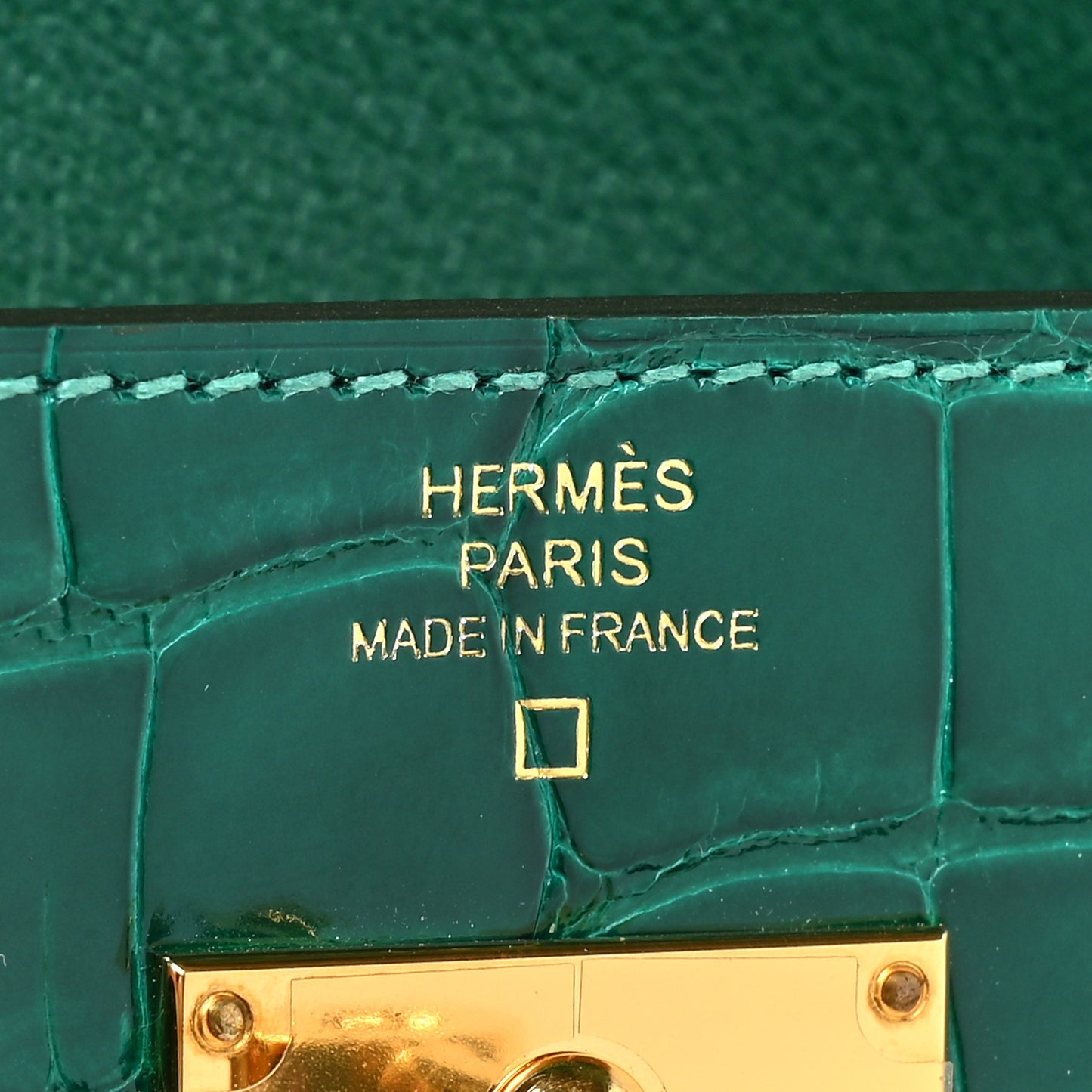 Shiny Alligator Kelly Wallet Longue Vert Emeraude