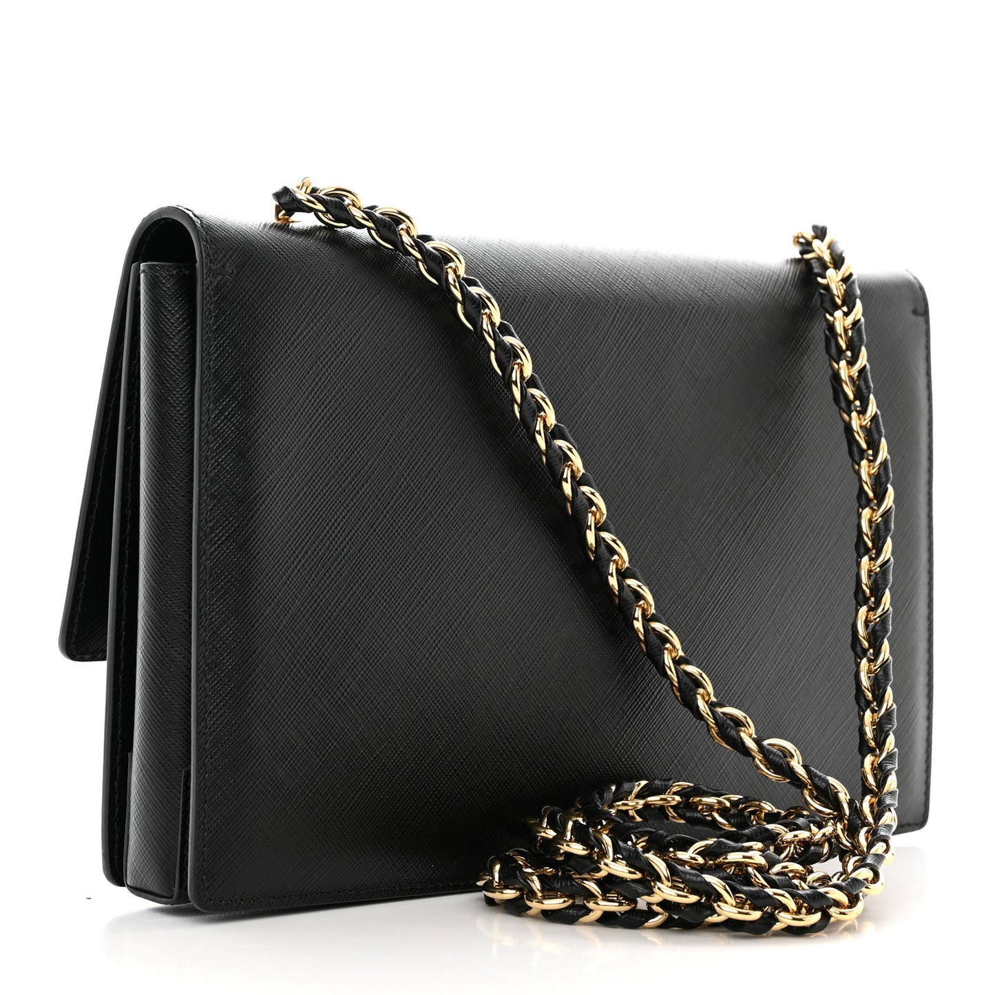 Printed Calfskin Vara Bow Chain Flap Crossbody Black