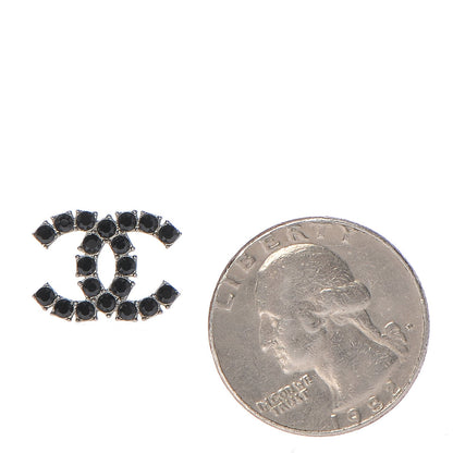 Chanel Ruthenium Crystal CC Earrings Black Gold 2 of 6