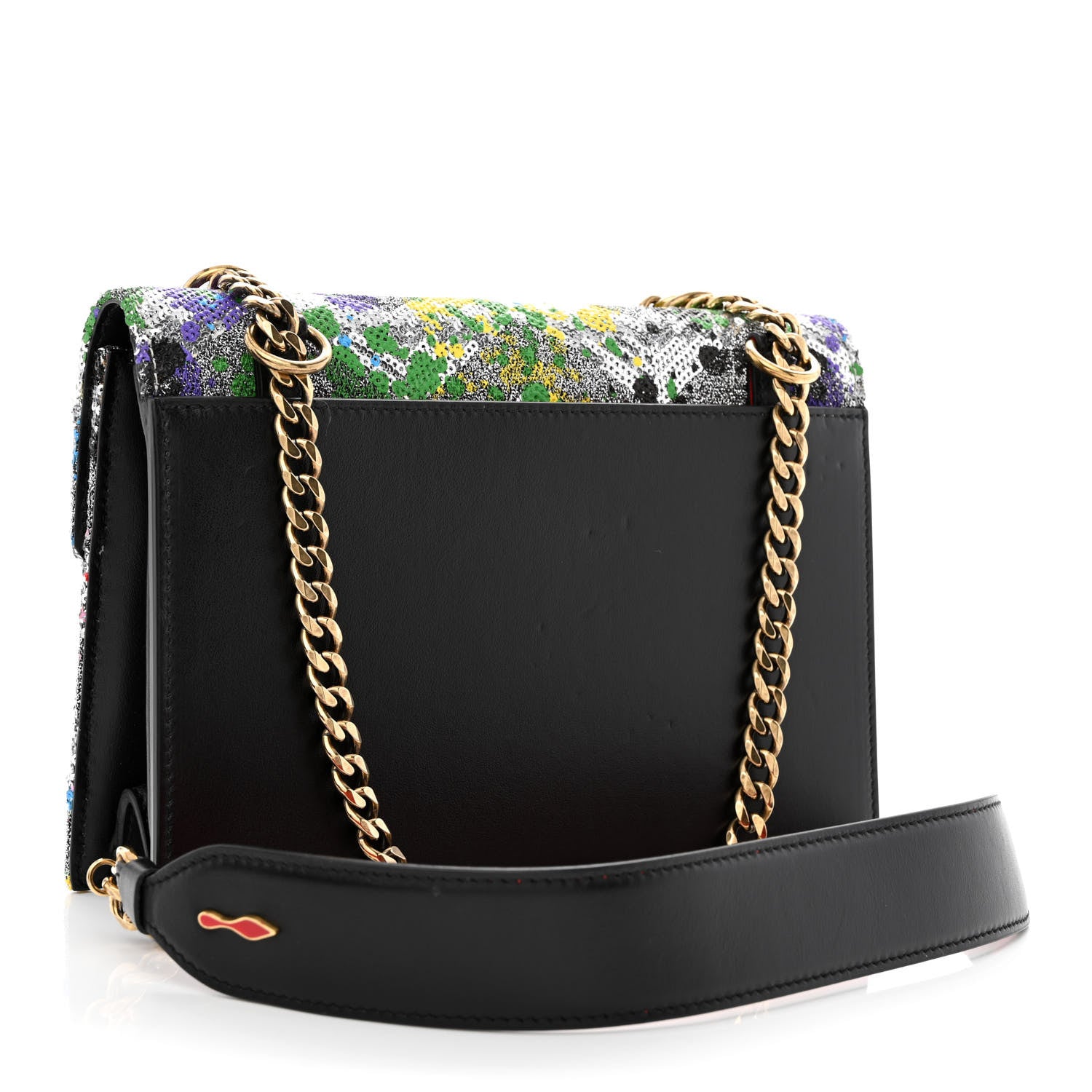 Christian Louboutin Calfskin Paillette Splash Small Elisa Black Multicolor 3 of 11