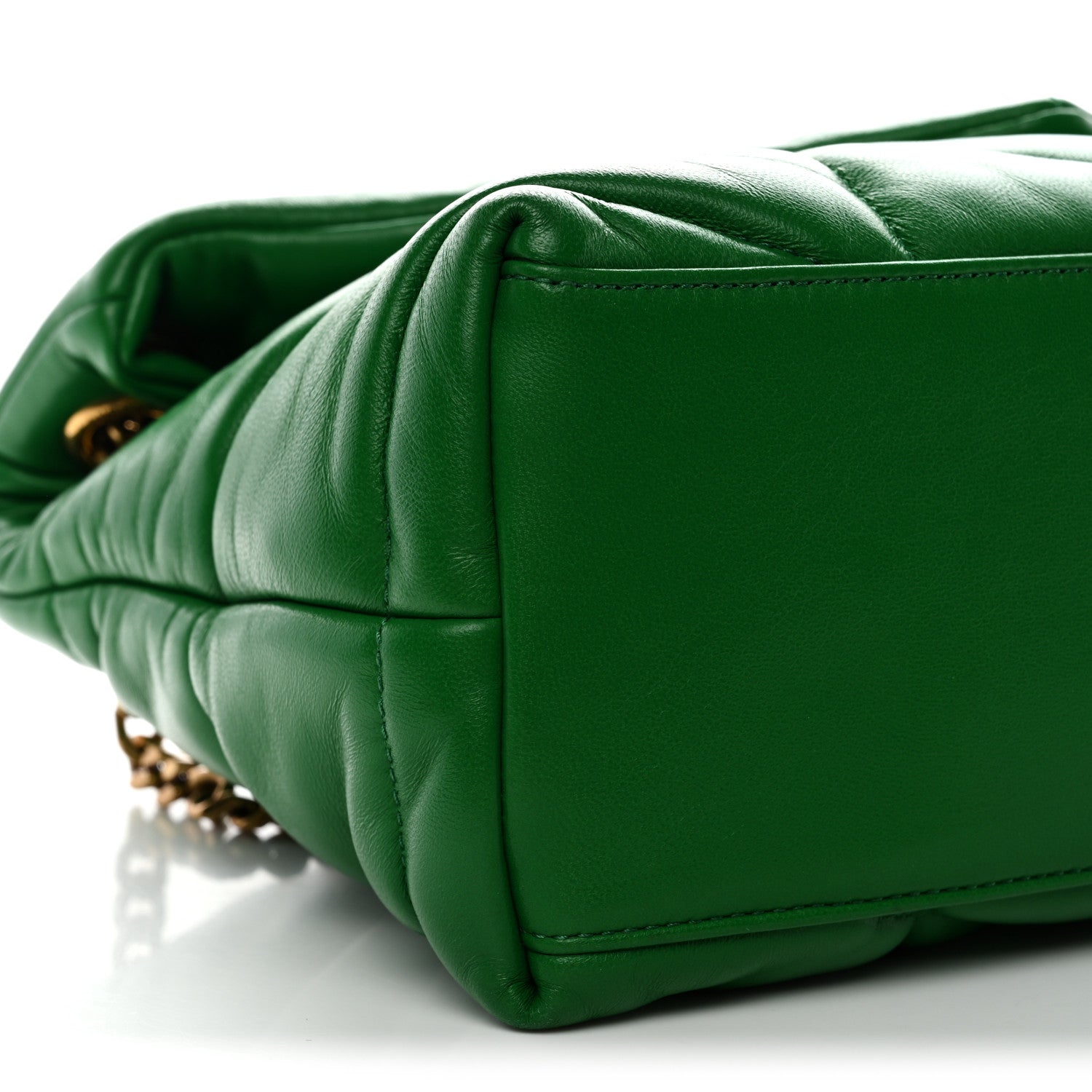 Saint Laurent Lambskin Quilted Medium Loulou Puffer Monogram Chain Satchel New Vert Praire 9 of 10