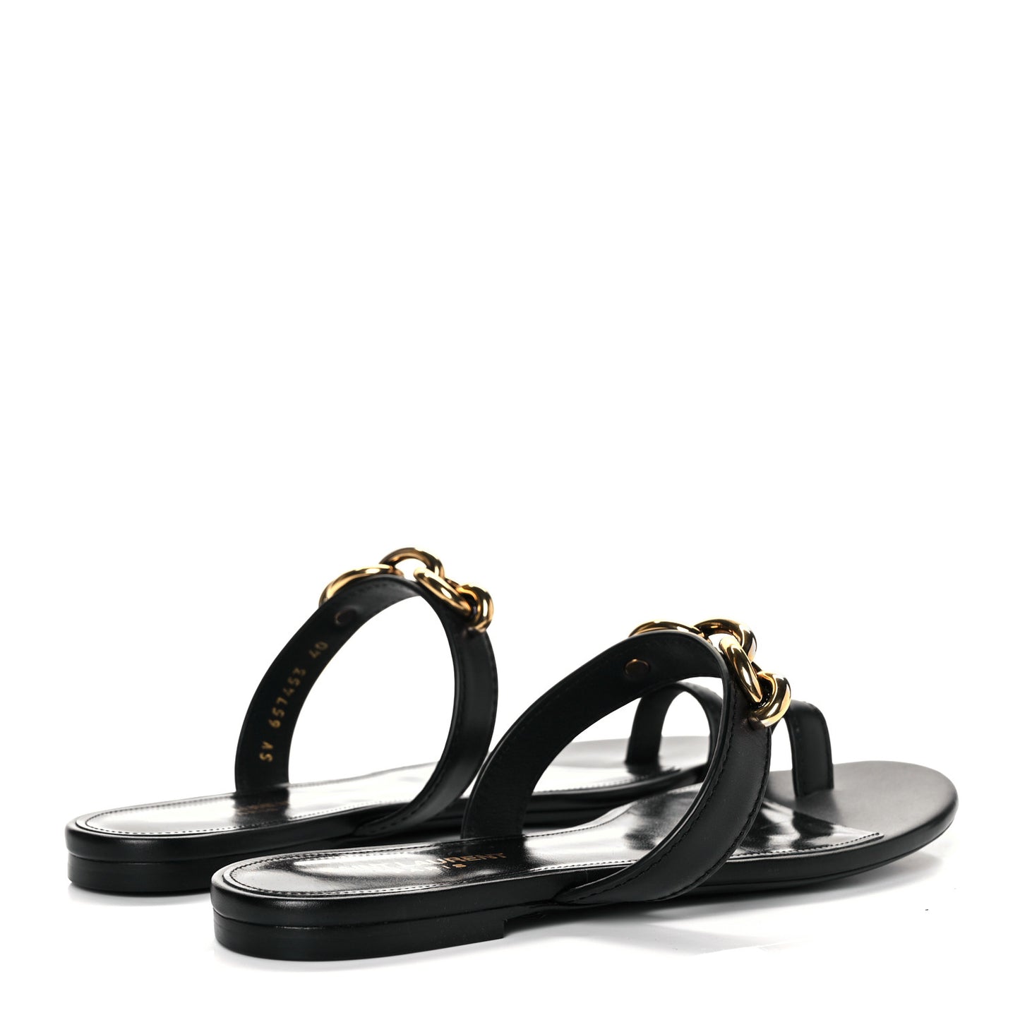 Calfskin Chain Jota Maillon Sandals 40 Black