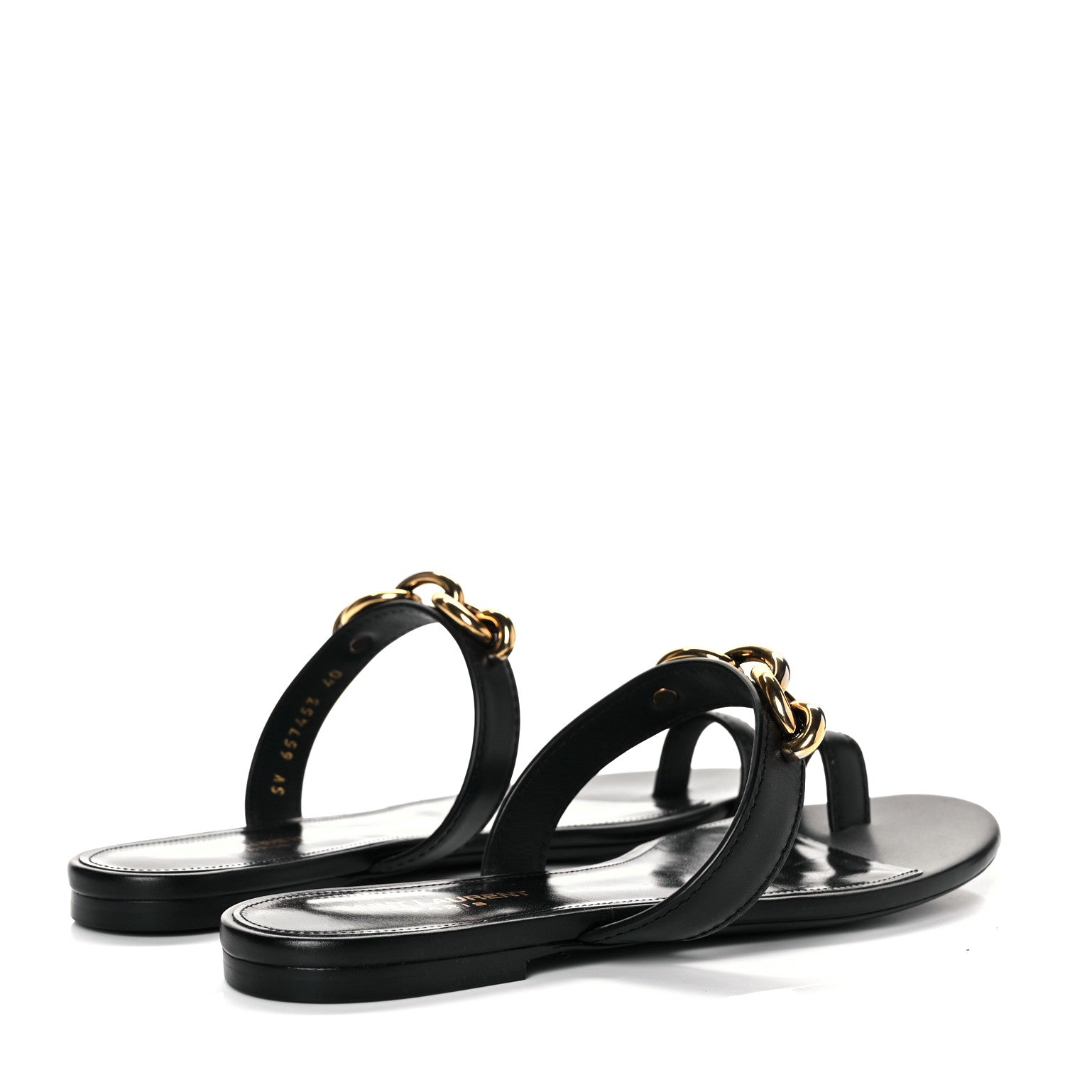 Saint Laurent Calfskin Chain Jota Maillon Sandals 40 Black 4 of 9