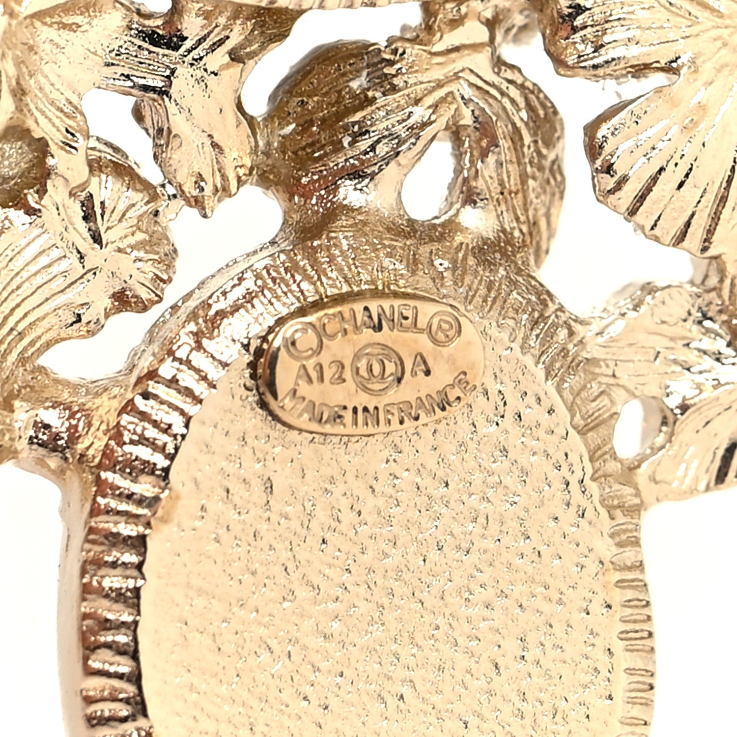 Chanel Crystal Mother of Pearl CC Flower Brooch Gold 3 of 3