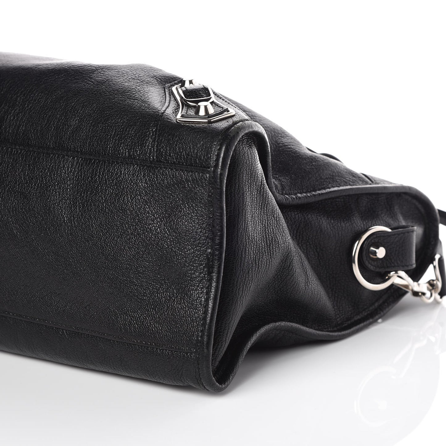 Chevre Silver Metallic Edge Hardware City Black
