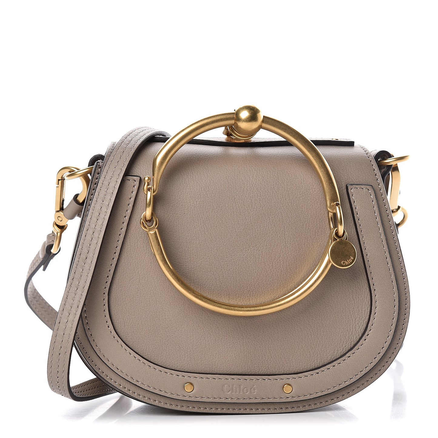 Calfskin Suede Small Nile Bracelet Bag Motty Grey