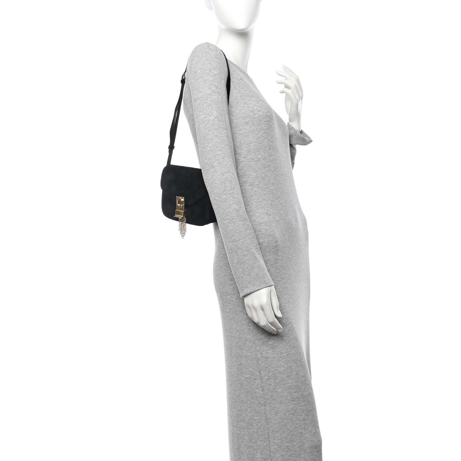 Celine Suede Small Pampille C Bag Black 2 of 10