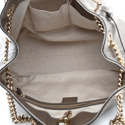 Gucci Metallic Pebbled Calfskin Medium Soho Chain Shoulder Bag Golden Beige 5 of 9