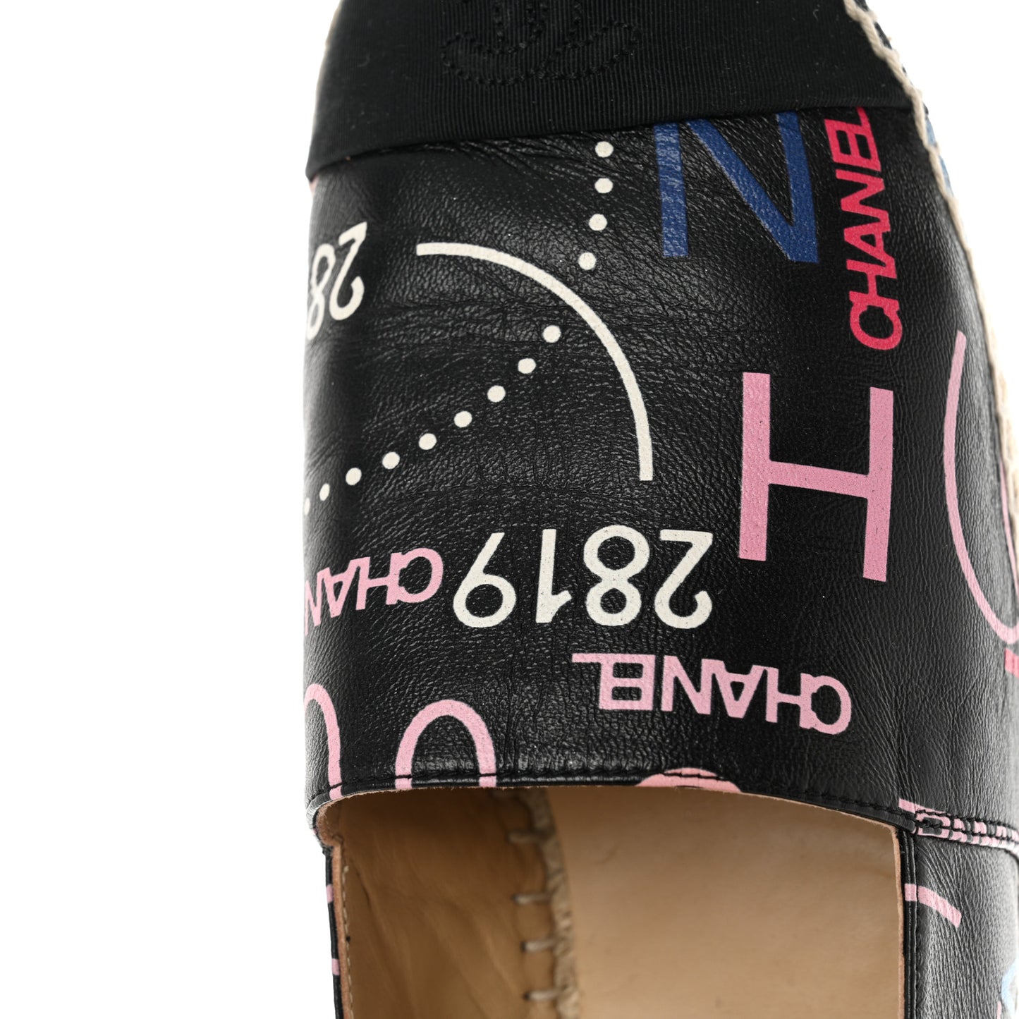Lambskin Grosgrain Printed Espadrilles 42 Multicolor Black