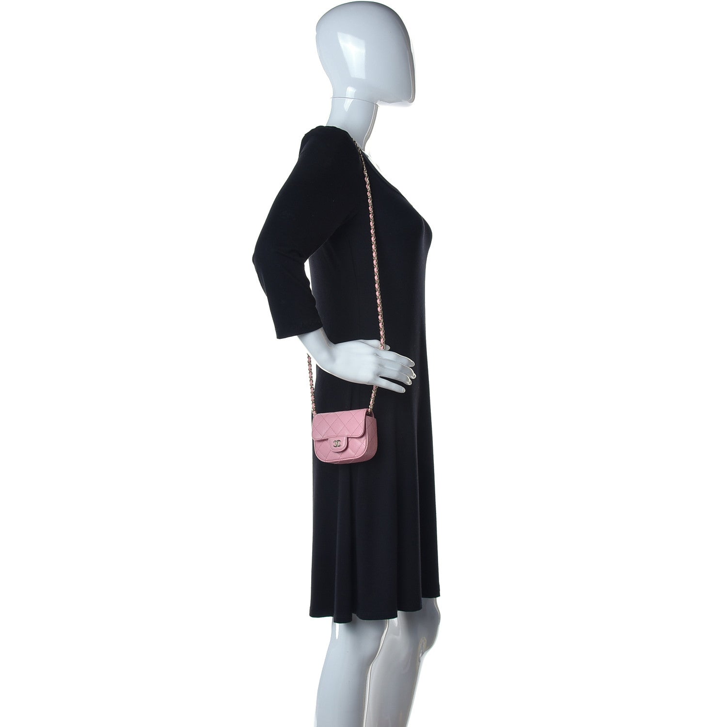 Chanel Caviar Quilted Mini Clutch With Chain Pink 2 of 12