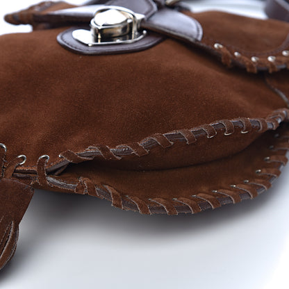 Prada Suede Scamosciato Tassel Crossbody Brown 10 of 11