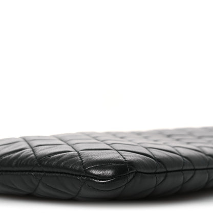 Chanel Lambskin Quilted Large Boy Zip Pouch Black 9 of 11