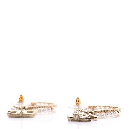 Chanel Crystal Pearl Chanel Charms CC Drop Earrings Gold 3 of 4