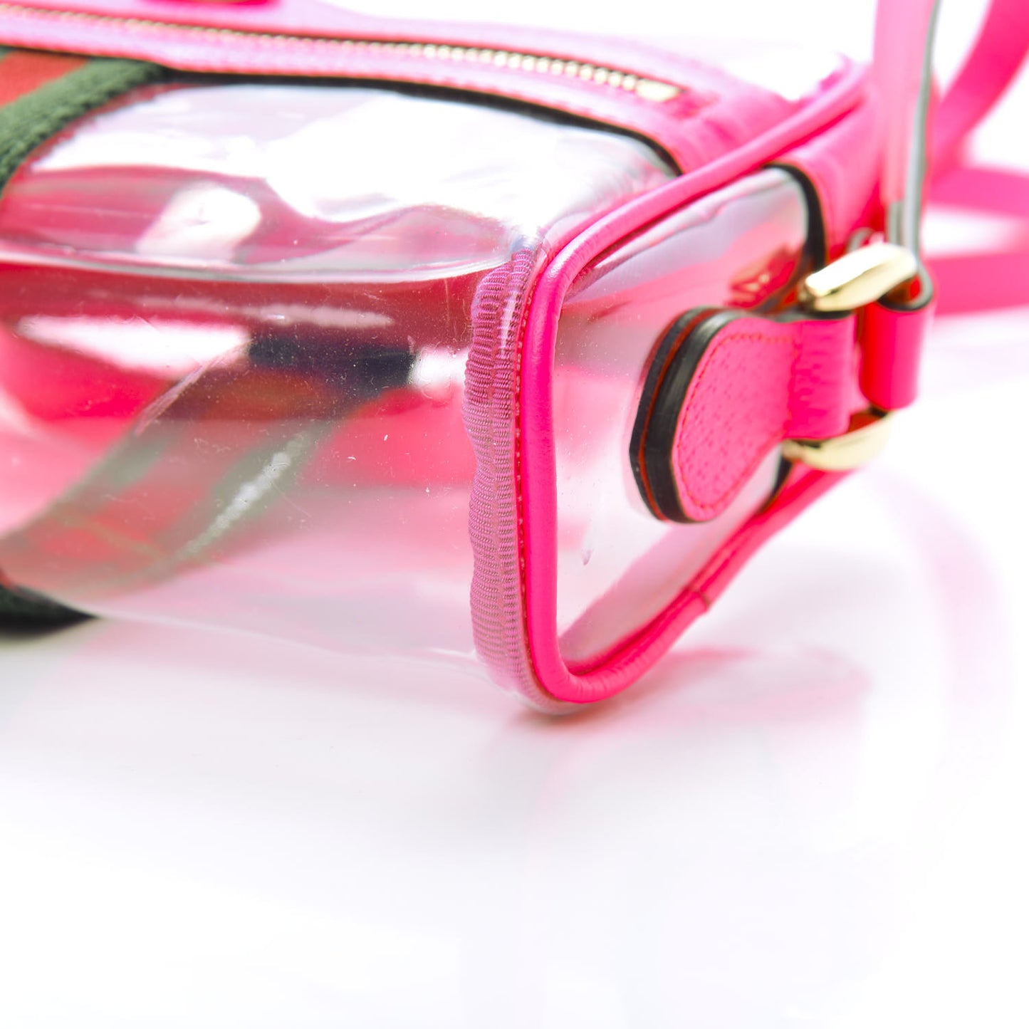 Vinyl Web Mini Ophidia Transparent Shoulder Bag Fluorescent Fuchsia